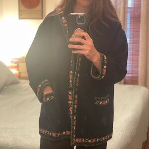 April Cornell Black Embroidered Cape